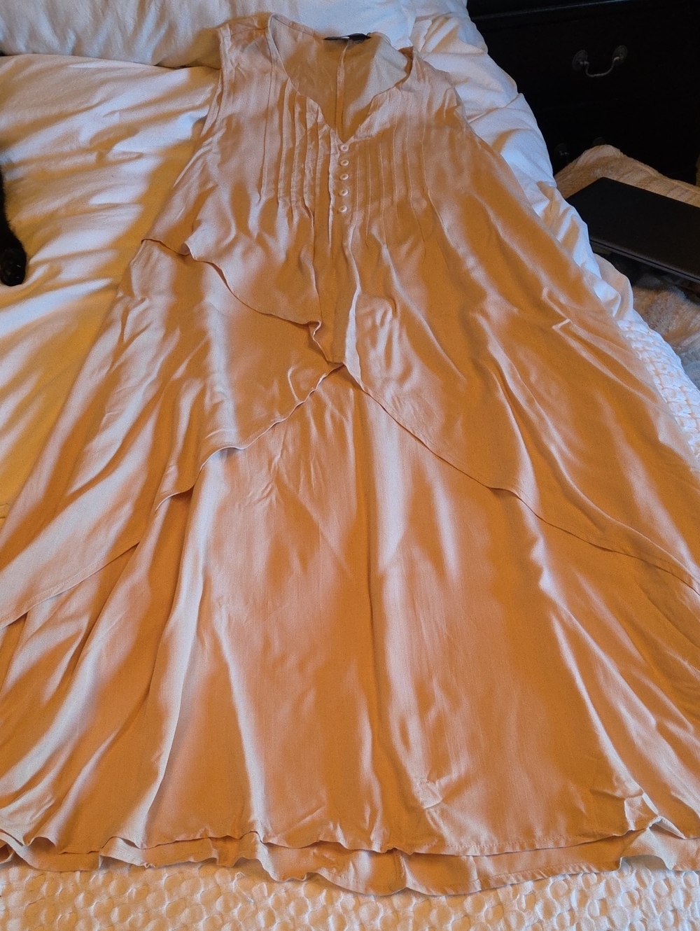 Cream Sleeveless Ruffle Tiered Dress